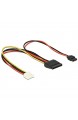 DeLock Kabel Power Floppy 4 Pin Strom Buchse > SATA 15 Pin Buchse (5 V + 12 V) + Slim SATA 6 Pin Buchse (5 V) 24 cm