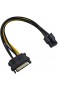 Duttek SATA Kabel des Ladenetzteils 15-Pol. SATA-Stecker an 6-Pol Molex-Buchse Netzteilkabel für IDE Festplatte 0 20 m