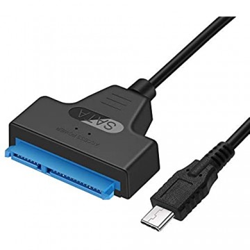 EasyULT USB C SATA-Kabel USB 3.1 Type C auf SATA III 2.5 Festplattenadapter für 2.5-SATA HDD SSD 7 + 15 Pin Thunderbolt 3 kompatibel - SATA I/II/III Unterstützt UASP SATA III