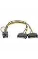 J&D 2er Pack 2X SATA Power 15 Pin auf 8 Pin PCI Express (PCIe) Grafikkarte Stromkabel Adapter - 20cm
