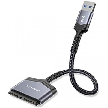 JSAUX USB 3.0 auf SATA Adapter USB 3.0 zu 2 5 Zoll SATA III Festplatten/SSD/HDD Adapter Nylon Kabel [Unterstützt UASP SATA III] Kompatibel mit Windows MacOS ChromeOS Linux - (Grau)