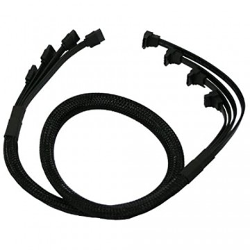 Kabel Nanoxia SATA 6Gb/s 4-fach Kabel abgewinkelt schwarz/rot