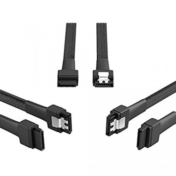 KabelDirekt – 3X SATA-3-Kabel 6 Gb/s – 30 cm gerade (Datenkabel 6 Gbit/s SATA-III/Serial-ATA L-Stecker Set aus 3 Kabeln verbindet Festplatten/SSDs/Laufwerke mit dem Mainboard schwarz)