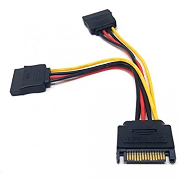 MainCore 15 cm SATA-Power-Splitter Y-Kabel-Adapter SATA-Stecker auf 2x SATA-Buchse zum Verbinden von zwei Festplatten oder SATA-betriebenen Geräten mit einer Stromquelle Motherboard und mehr