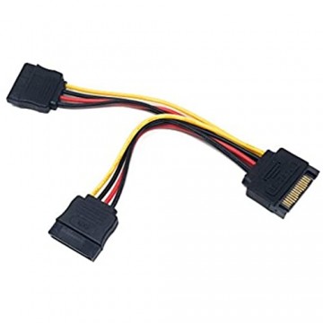 MainCore 15 cm SATA-Power-Splitter Y-Kabel-Adapter SATA-Stecker auf 2x SATA-Buchse zum Verbinden von zwei Festplatten oder SATA-betriebenen Geräten mit einer Stromquelle Motherboard und mehr