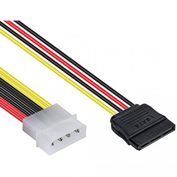 Poppstar 10 cm Sata 3 Strom-Adapter Y-Kabel (Stromkabel Splitter - 4-pin Molex Stecker auf 15-pin Sata Buchse)