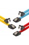 Poppstar 3X SATA Kabel SSD/HDD (0 5m SSD Datenkabel/SATA 3 Kabel SSD gerade Stecker auf gewinkelt) bis zu 6 Gbit/s gelb rot blau