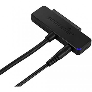 Poppstar Festplatten-Adapter mit Netzteil (USB 3.1 Gen 2 Typ C) Sata USB Kabel für externe Festplatten (SSD HDD 2 5 u. 3 5 Zoll) an PC - Notebook bis zu 10 Gb/s Kabellänge 1m