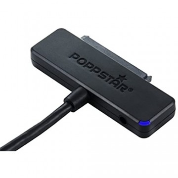 Poppstar Festplatten-Adapter (USB 3.1 Gen 2 Typ C) Sata USB Kabel für externe Festplatten (SSD HDD 2 5 u. 3 5 Zoll) bis zu 10 Gb/s UASP Support 1m Kabellänge (Netzteil Optional)