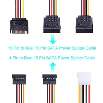 Rantecks ​​SSD / SATA III Cables de conexión del disco duro con 4PCS SATA Cable y 2PCS SATA Power Splitter Cable para SATA SSD HDD CD Driver CD Writer