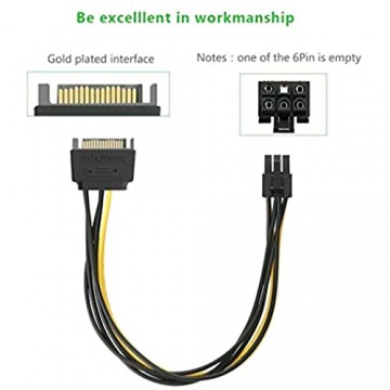 SATA-Stromkabel-Adapter 15-polig auf 6-polig Kupferkabel-Adapter-Grafikkarte Stromkabel Adapter