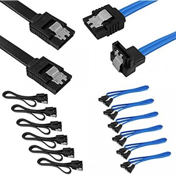 SourceTon SATA III Kabel 6 0 Gbit/s mit Verriegelungsriegel 12 Stück (6 x Schwarz 6 x Blau)