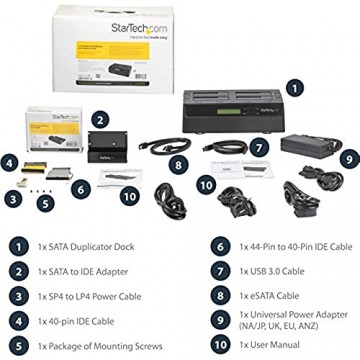 StarTech.com 4 Bay Festplatten Kopierstation USB 3.0 / eSATA auf SATA - HDD 1:3 Duplikator - Standalone Festplattenkloner