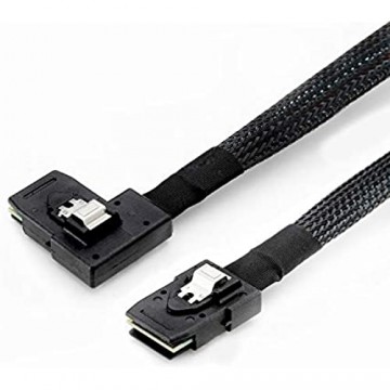 YIWENTEC 0.8 M Internal Mini SAS 36-Pin 8087 to Right Bend 90 Degree SFF-8087 Cable (8087 to 8087 Right Bend 0.8m) (Black)