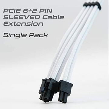 EZDIY-FAB Kabel mit PCIE 6 + 2 Pins – Verlängerungskabel für Stromversorgung – Weiß