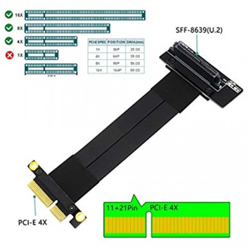 Goshyda Adapterkabel SFF-8639 90 ° zum PCI-E 4X-Verlängerungskabel Drahtnetzwerkzubehör 32G / BPS 20CM für Windows 10/8/7/2000 / Linux
