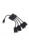 Micro Usb Power Charging Otg Hub-Kabel wiederaufladbarer Micro USB Hub OTG-Anschluss Spliter Power Charging-Kabel Leitung für PC-Datenkabel des Smartphones - Schwarz 4-Port