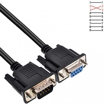 Oiyagai DB9 RS232 Serielles Kabel Stecker auf Buchse Verlängerungskabel Nullmodemkabel Kreuz TX RX Linie für Datenkommunikation 1 5 m