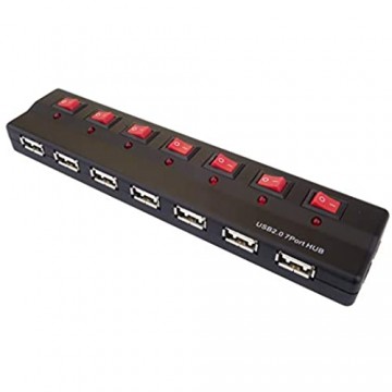 PremiumCord USB Hub 7 Port mit Netzteil und Netzschalter USB 2.0 high Speed bis zu 480 Mbit/s