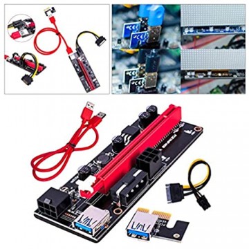 Prettyia PCIE Riser VER 009S 1x zu 16x Grafik Verlängerung USB Adapter Karte 24 Zoll USB 3 0 Riser Kabel - Rot USB Kabel