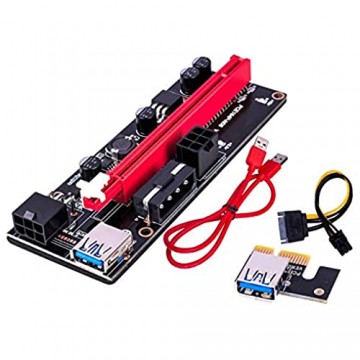 Prettyia PCIE Riser VER 009S 1x zu 16x Grafik Verlängerung USB Adapter Karte 24 Zoll USB 3 0 Riser Kabel - Rot USB Kabel