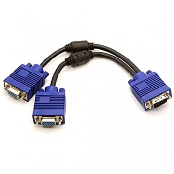 15P VGA-Splitter-Kabel 1 Stecker auf 2 weiblich Y Adapter Monitor-Konverter für PC Video Computer TV-Projektor (Black)