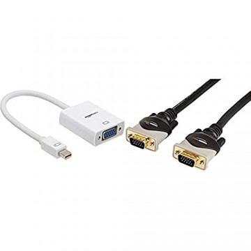 Basics Mini-DisplayPort-auf-VGA-Monitor-Adapter Apple-kompatibel & VGA-auf-VGA-Kabel Schwarz 1 8 m 15-polig (Full HD 1080p)