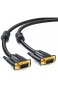 deleyCON 0 5m VGA Kabel 15pol - S-VGA Monitorkabel D-Sub-Stecker 1080p Full HD 3-Fach geschirmt Knickschutz vergoldete Kontakte - Schwarz