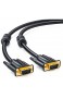 deleyCON 15m VGA Kabel 15pol - S-VGA Monitorkabel D-Sub-Stecker 1080p Full HD 3-Fach geschirmt Knickschutz vergoldete Kontakte - Schwarz