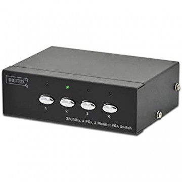 DIGITUS Professional VGA Video Switch / Umschalter 4 Eingänge - 1 Ausgang 250MHz bis 1920x1080 Pixel inkl. Netzteil