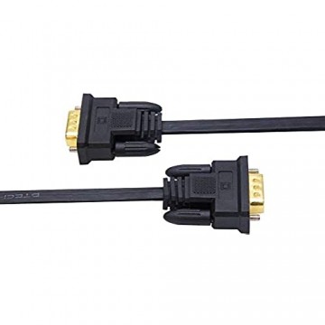 DTECH 65ft extra langes VGA-zu-VGA-Kabel 15-poliges flaches SVGA-Kabel von Stecker zu Stecker für Computer zur Überwachung von Full-HD-Videos (20 Meter schwarz)