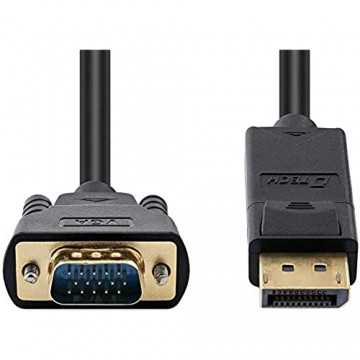 DTECH Displayport zu VGA Kabel 10ft DP Adapterkabel von Stecker zu Stecker mit vergoldetem Stecker - Schwarz - 10 Fuß