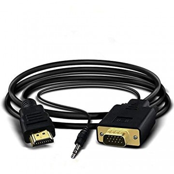 Full 1080p HDMI zu VGA Video Converter Adapterkabel Stecker auf Stecker D-SUB 15 Pin M / M Full 1080P mit 3 5 mm Audioausgang Einweg-Signalwandler-1 8 m / 6ft
