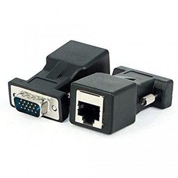 HUACAM HGA66 bis RJ45 Steckeradapter VGA-Signal mit dem Kabelübertragungsnetzwerk Verlängerungslinie des VGA bis 15 pin 2 Pack