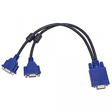 HUACAM HGA68 15P VGA-Splitter-Kabel 1 Stecker auf 2 weiblich Y Adapter Monitor-Konverter für PC Video Computer TV-Projektor (Black)