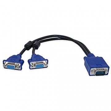 HUACAM HGA68 15P VGA-Splitter-Kabel 1 Stecker auf 2 weiblich Y Adapter Monitor-Konverter für PC Video Computer TV-Projektor (Black)