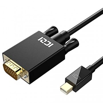 ICZI Mini DisplayPort auf VGA Kabel 1m 1080P@60Hz Mini DP zu VGA Verbindungskabel mit Vergoldet Stecker für der Monitoren mit 15-Pin-VGA-Anschluss Schwarz