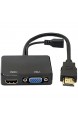 JSER HDMI zu VGA & HDMI Buchse Splitter mit Audio Video Kabel Konverter Adapter für HDTV PC Monitor