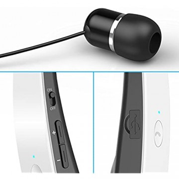 Bluetooth Headset Bluetooth Kopfhörer Wireless Nackenband Design mit einziehbaren Ohrstöpsel für iPhone Android andere Bluetooth-fähige Geräte