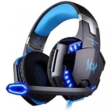 EasySMX bequem LED 3 5 mm Stereo Gaming LED Beleuchtung Over-Ear Kopfhörer Headset Stirnband mit Mikrofon für PC Computer Spiel