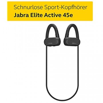 Jabra Elite Active 45e – Wassergeschützte Bluetooth Sport Kopfhörer zum kabellosen Telefonieren und Musik hören – Schwarz