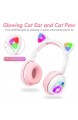 Kinderkopfhörer Bluetooth Mädchen Katzenohr Kopfhörer Over-Ear mit LED-licht Faltbare Stereo Kopfhörer Kabellose Kopfhörer Headsets für Kinder mit Mikrofon für Handy/Tablet/PC/TV (Weiß)