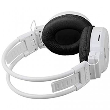 Marasala QuelimaSH-S1 Universal Wireless Headset - Sport Kopfhörer Mit Mikrofon - Stereo Over-Ear Faltbar Headset Noise Cancelling - LED FM Radio + TF-Karte unterstützen + Lautstärkeregler (Weiß)