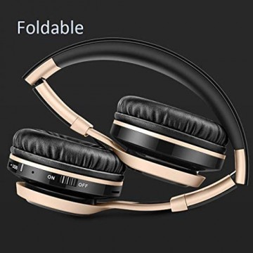 WYH Kabellose Kopfhörer mit Mikrofon Over-Ear-Kopfhörer zusammenklappbar Bass HiFi-Sound Musik-Stereo-Kopfhörer für Handy PC Laptop schweißresistent (Farbe: C)