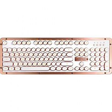Azio Classic Retro-Tastatur Posh mechanische Schreibmaschinen-Tastatur Steampunk-Tastatur mit Bluetooth kabellos beleuchtete Tasten Vintage Look rosegold