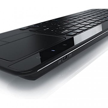 CSL - Bluetooth Slim Tastatur mit Touchpad - Multimedia-Keyboard im Slim Design - Multitouch-Gestensteuerung - QWERTZ deutsches Layout - 81 Tasten - schwarz Edelstahl gebürstet Rückseite