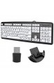 Dilwe Großdrucktastatur Kabelgebundene Großbuchstaben-Tastatur USB-Tastaturen mit 104 Tasten Sehbehinderte Tastatur für Sehbehinderte Anfänger Senioren(Schwarz)