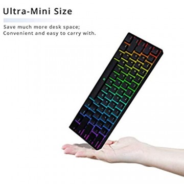 DREVO SEER PRO Mini 61-Tasten-Tastatur mit kabelgebundenem/drahtlosem Bluetooth 5.1 mechanische Tastatur RGB-Beleuchtung US-Layout Gateron-Schalter (Rot Switch Schwarz)