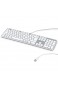Hama PC Tastatur kabelgebunden (USB Tastatur geräuscharm Ultra Slim Design Business Tastatur Computer Tastatur mit Kabel Deutsches-Layout QWERTZ) Wired Keyboard weiß silber