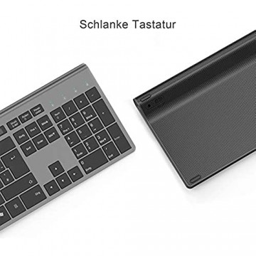 J JOYACCESS Tastatur Kabellos Deutsch QWERTZ Layout Schlanke Leise Wiederaufladbar 2 4 G Kabellose Tastatur mit Ziffernblock Interne 500 MAH Batterien für PC/Laptop/Smart TV/Gaming - Dark Grey
